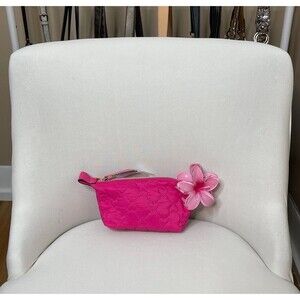Victoria's Secret Valentine Pink Hearts Hot Pink Zip Makeup Bag